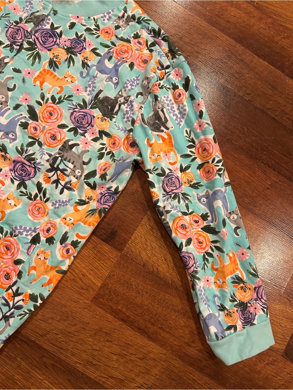 Vintage Anthony Richards Cat Snap Front Floral Sweater Women’s 3X Teal - Picture 2 of 7